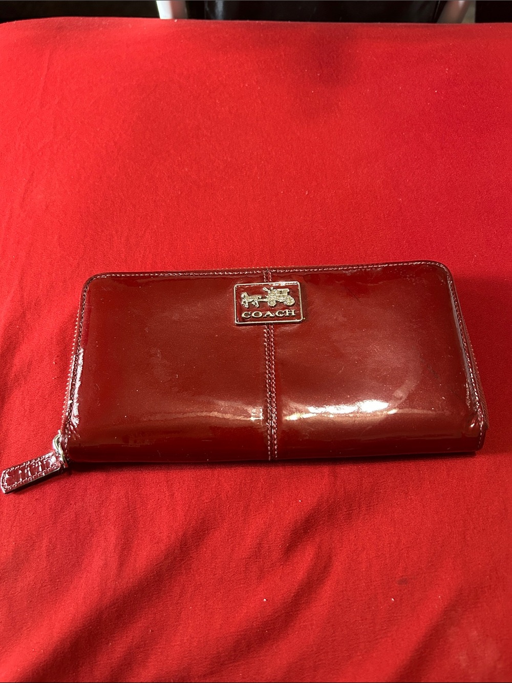 Coach Patent Zip Wallet - Red